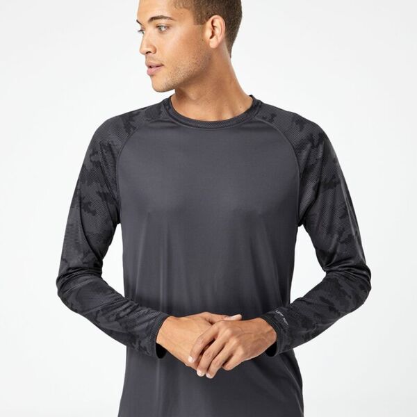 Unisex Cayman Performance Camo Colorblocked Long Sleeve T-Shirt Thumbnail