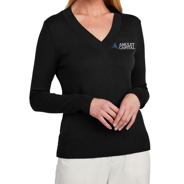   - Women's Cotton Stretch V Neck Sweater Thumbnail