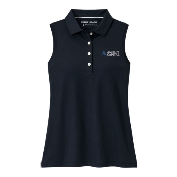   - Women's Banded Sport Mesh Sleeveles Button Polo  Thumbnail